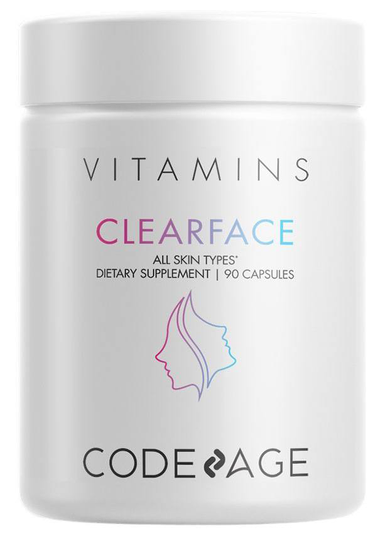Codeage - Clearface Pantothenic Acid Niacin Vitamins A C D3 E FloraFIT Probiotics - 90 Capsules