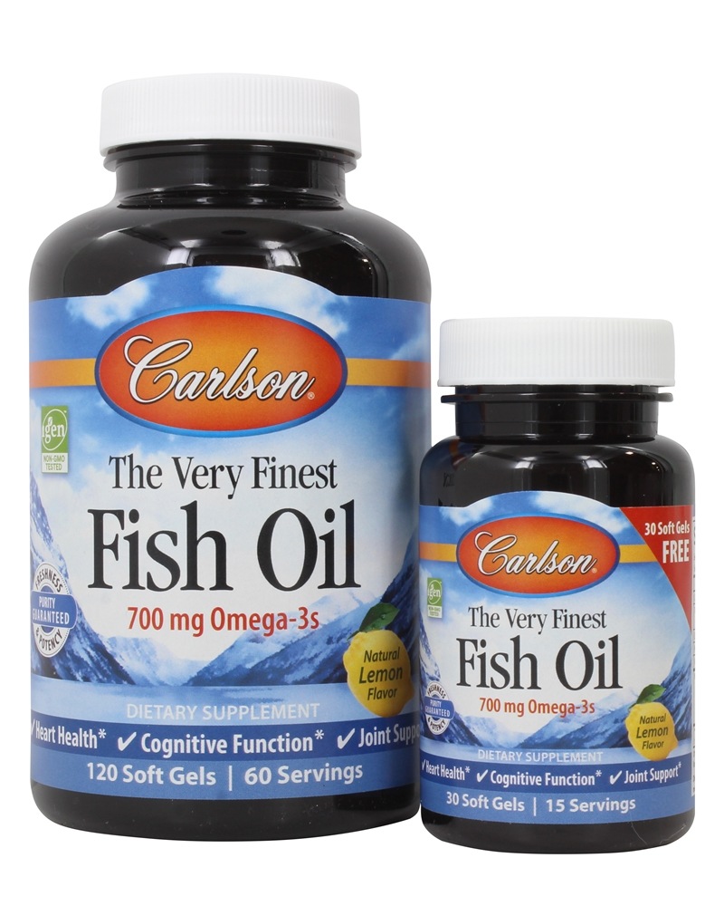 Carlson Labs - The Very Finest Fish Oil Omega-3's DHA & EPA Bonus Pack Lemon Flavored 1000 mg. - 150 Softgels