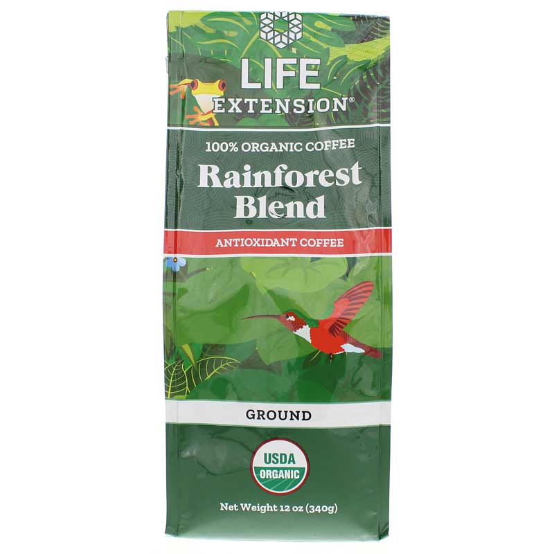 Life Extension Rainforest Blend Organic Ground Coffee 12 Oz