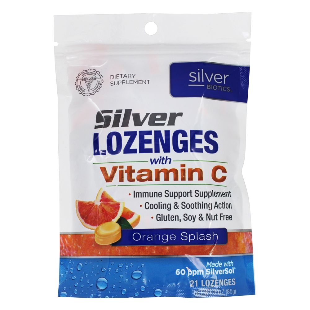 American Biotech Labs - Silver Biotics Immune Support with Vitamin C Orange Splash - 21 Lozenges
