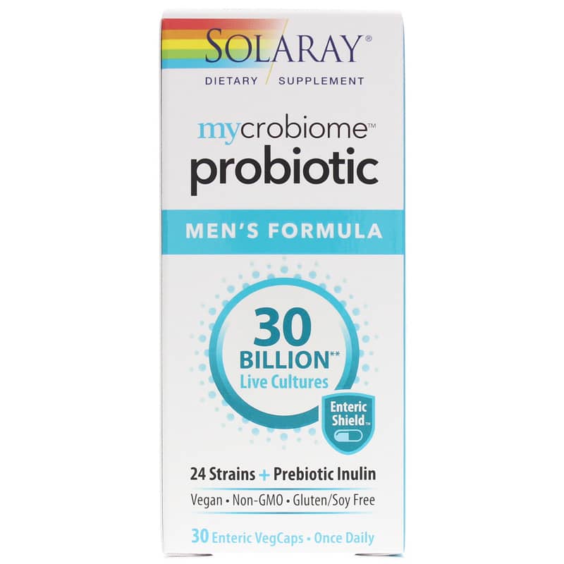 Solaray Mycrobiome Probiotic 30 Billion Cfu, Men's Formula 30 Enteric Coated Veg Capsules