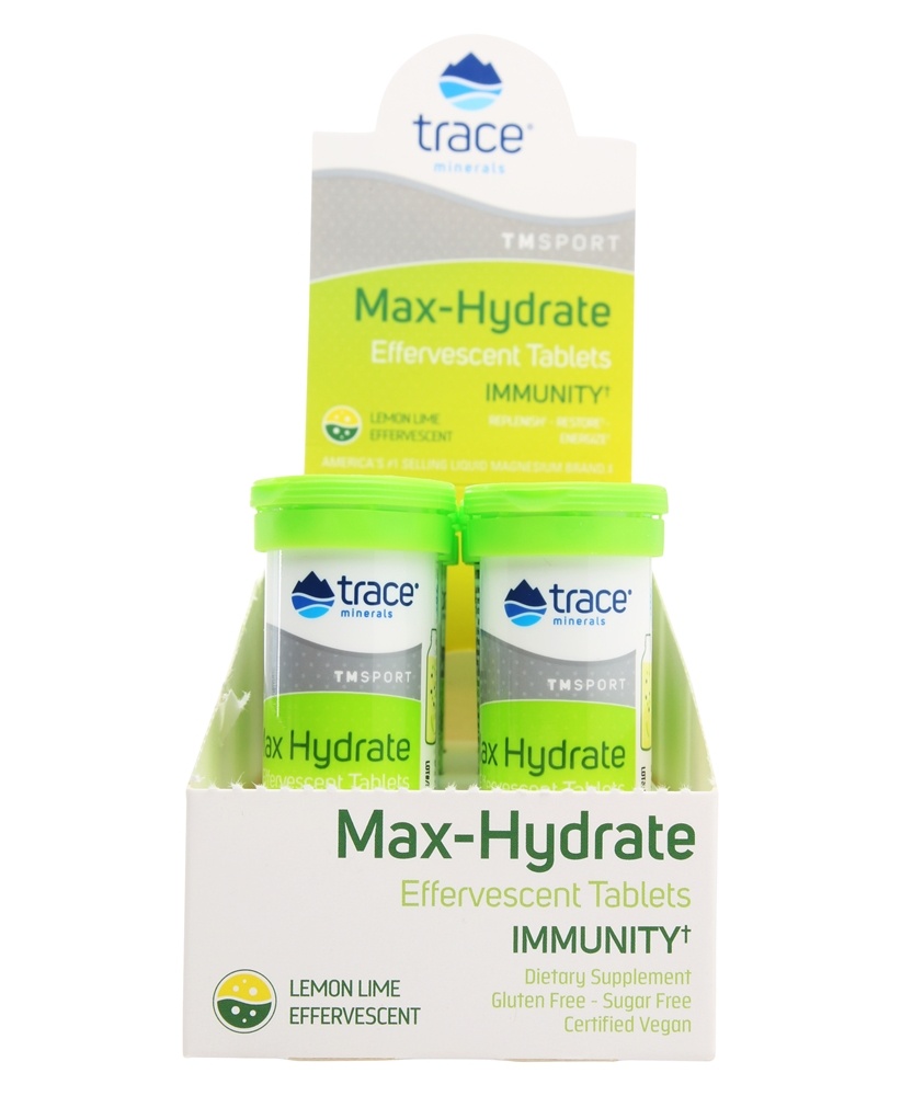 Trace Minerals Research - Max-Hydrate Immunity Effervescent Tablets Lemon Lime - 8 Tubes