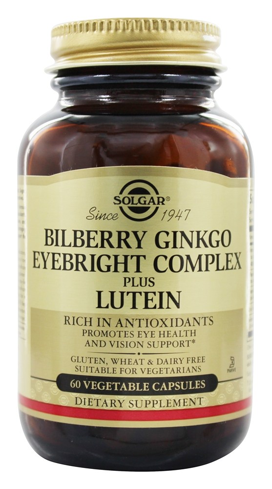 Solgar - Bilberry Ginkgo Eyebright Plus Lutein - 60 Vegetarian Capsules