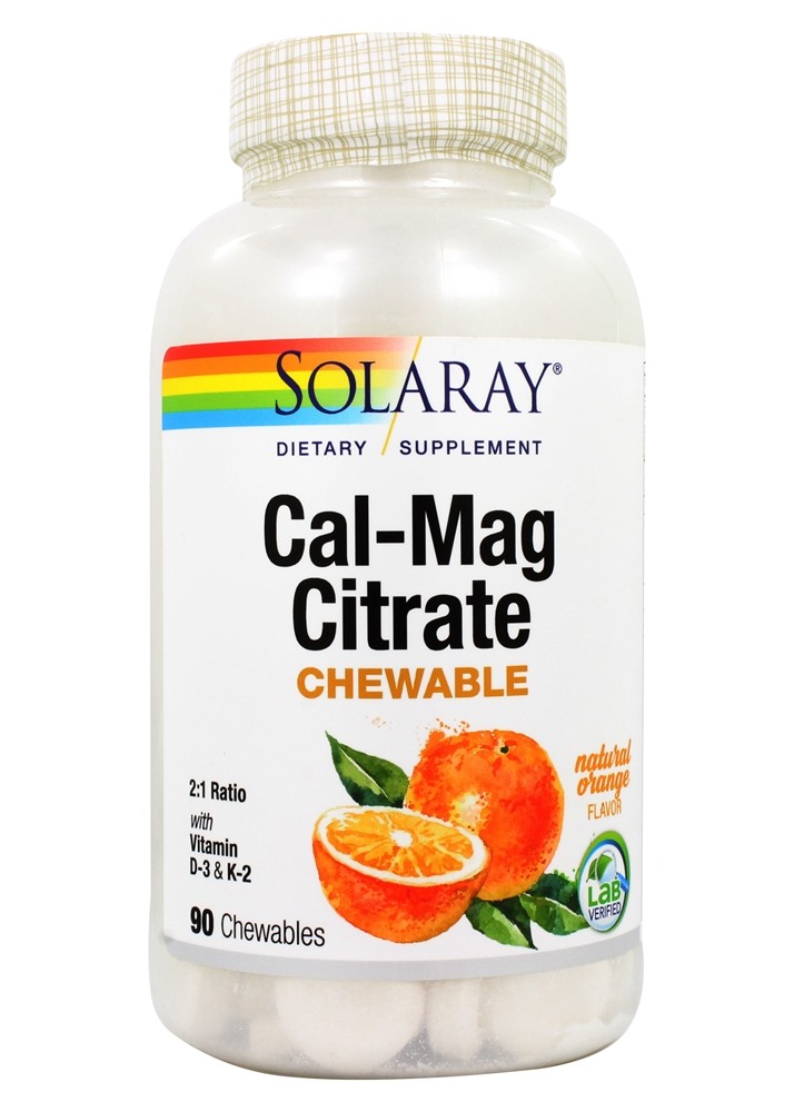 Solaray - Cal-Mag Citrate 21 Ratio Orange - 90 Chewables