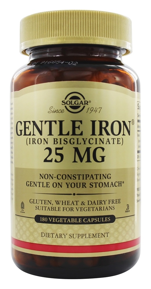 Solgar - Gentle Iron Non-Constipating - 180 Vegetarian Capsules