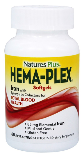 Natures Plus - Hema-Plex for Total Blood Health - 60 Softgels