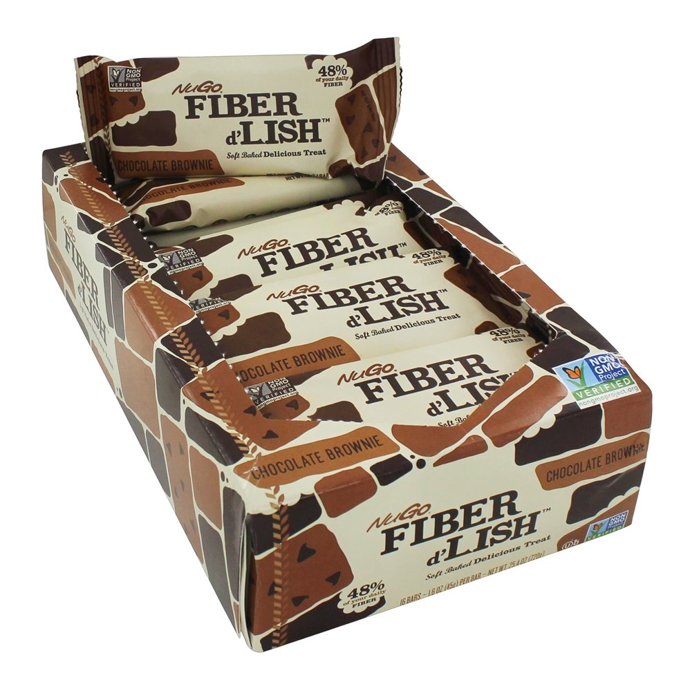 NuGo Nutrition - Fiber d'Lish Bars Box Chocolate Brownie - 16 Bars