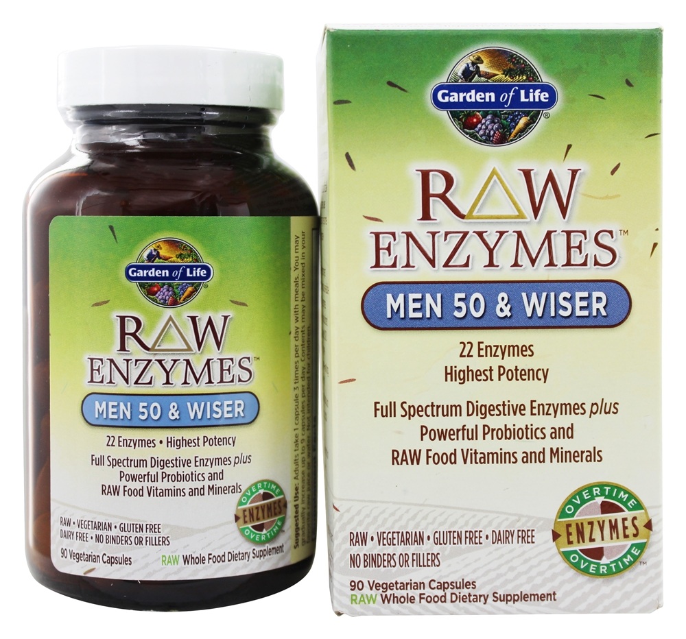 Garden of Life - RAW Enzymes Men 50 & Wiser - 90 Vegetarian Capsules