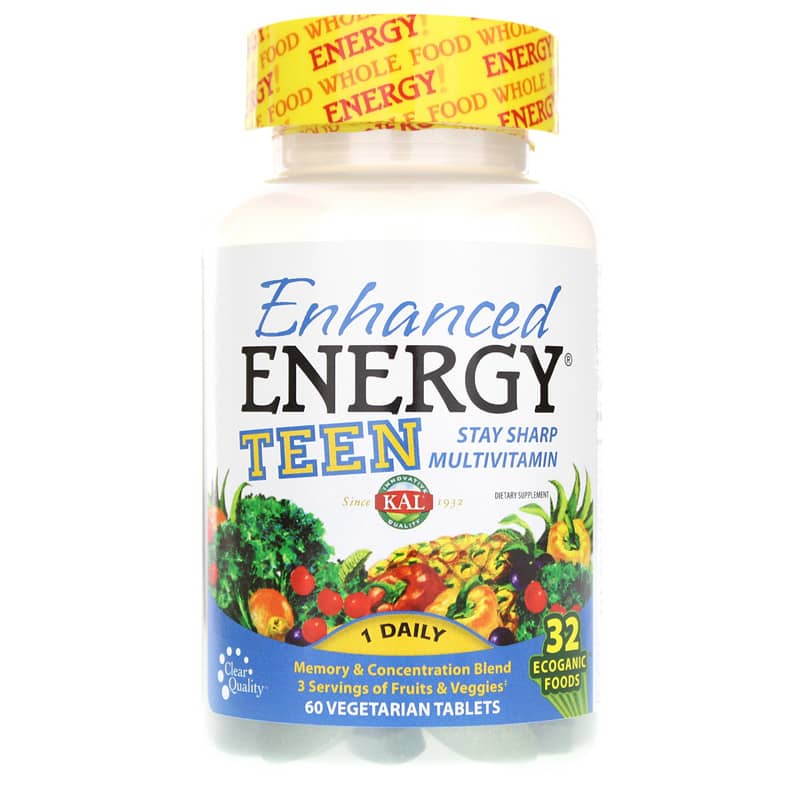 Kal Enhanced Energy Teen Multivitamin 60 Veg Tablets