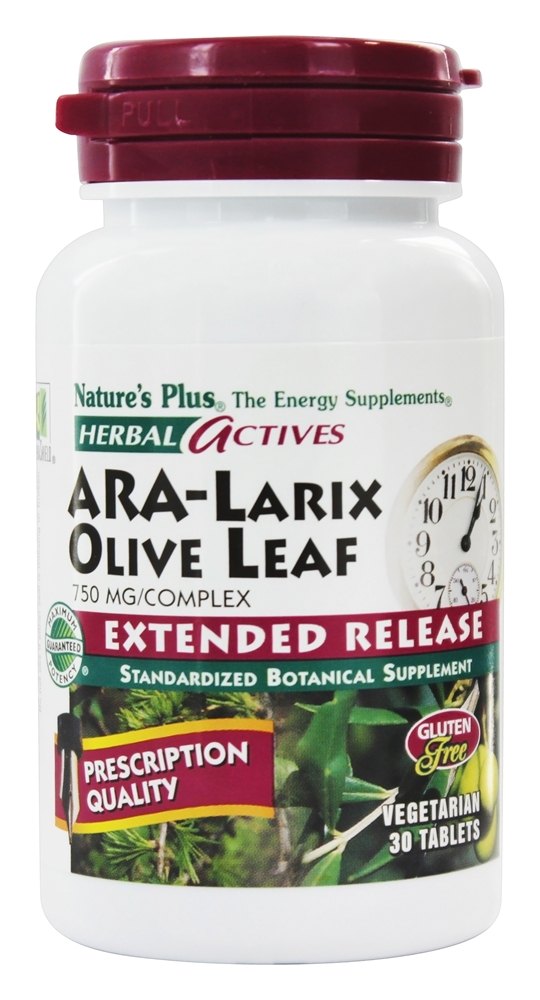 Natures Plus - Herbal Actives Extended Release Ara-Larix Olive Leaf 750 mg. - 30 Tablets
