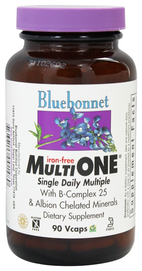 Bluebonnet Nutrition - Multi One Multivitamin & Multimineral Iron-Free - 90 Vegetarian Capsules