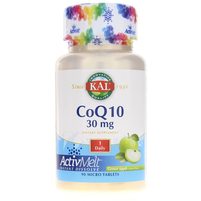 Kal CoQ10 30 Mg ActivMelt Green Apple 90 Tablets