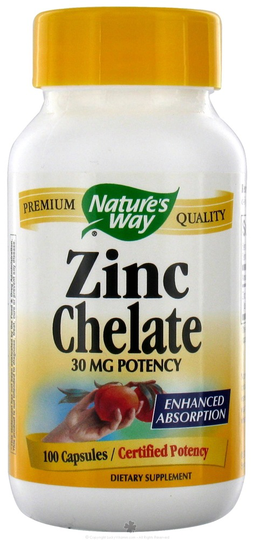 Nature's Way - Zinc Chelate 30 mg. - 100 Capsules