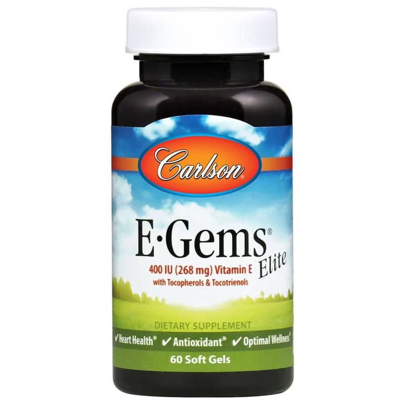 Carlson Labs E-Gems Elite 400 IU Natural Vitamin E 60 Softgels