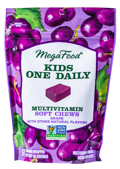 MegaFood - Kids One Daily Multivitamin Soft Chews Grape - 30 Soft Chews