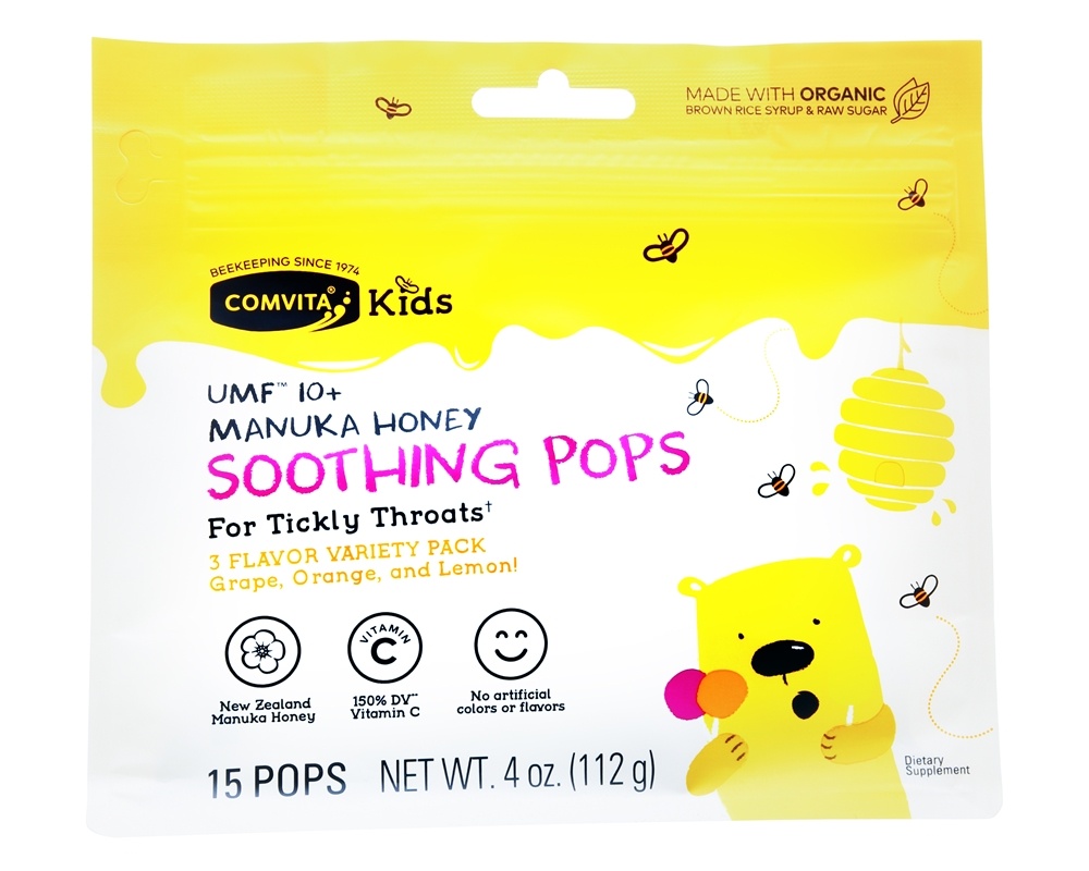 Comvita - Kids Soothing Pops with 10 UMF Manuka Honey 3 Flavor Variety Pack - 15 Lollipop(s)