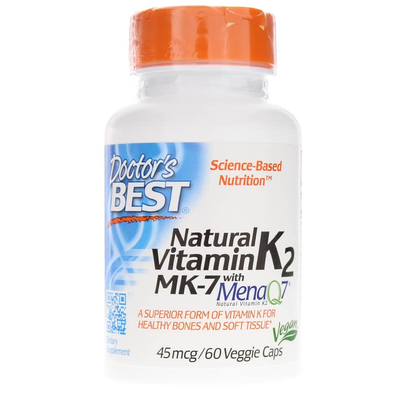 Doctors Best Natural Vitamin K2 Mk-7 45 Mcg 60 Veg Capsules