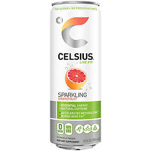 Celsius Sparkling Energy Drink - No Sugar or Preservatives - Grapefruit (12 Drinks, 12 Fl Oz. Each)