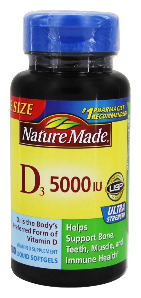 Nature Made - Vitamin D3 5000 IU - 180 Liquid Softgels