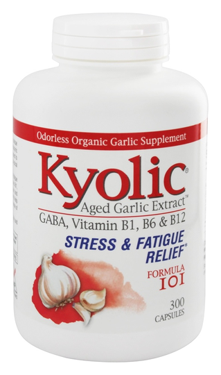 Kyolic - Formula 101 Aged Garlic Extract Stress & Fatigue Relief - 300 Capsules Formerly Brewer's Yeast Energy Formula