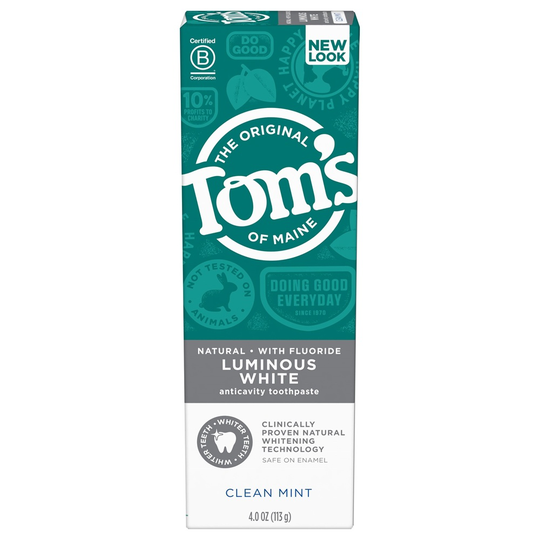 Tom's of Maine - Natural Luminous White Toothpaste with Fluoride Clean Mint - 4 oz.