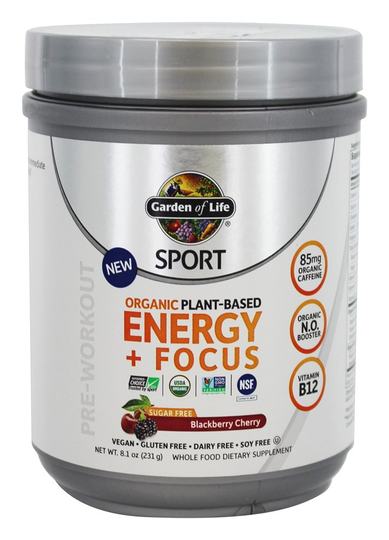 Garden of Life - Sport Organic Plant-Based Energy Focus Blackberry Cherry - 8.1 oz.