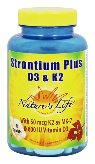Nature's Life - Strontium Plus D3 & K2 - 60 Tablets