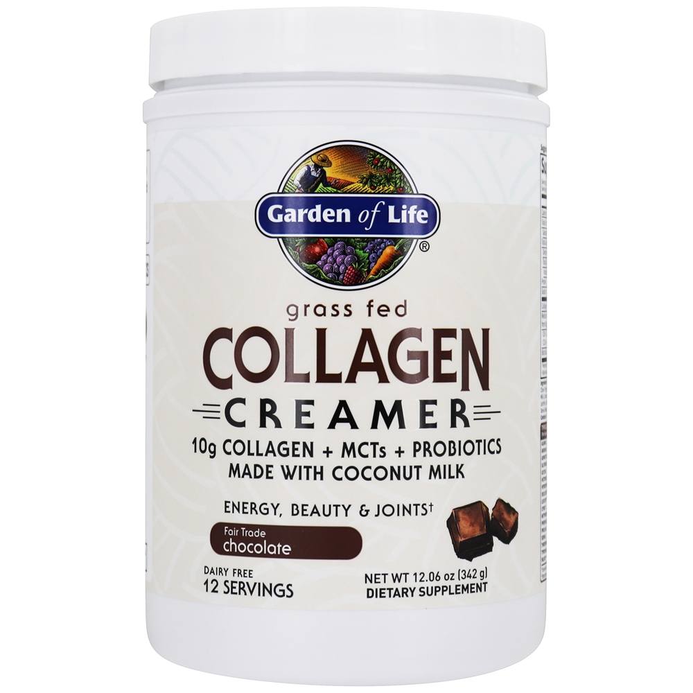 Garden of Life - Grass Fed Collagen Creamer Powder 12 Servings Fair Trade Chocolate - 12.06 oz.