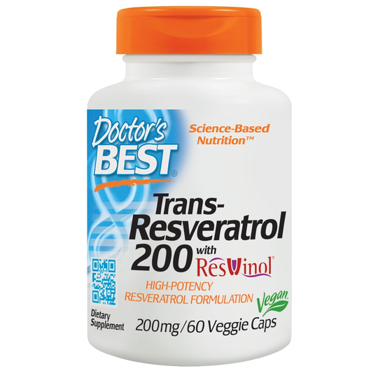 Doctor's Best - Trans-Resveratrol 200 Featuring ResVinol-25 200 mg. - 60 Vegetarian Capsules