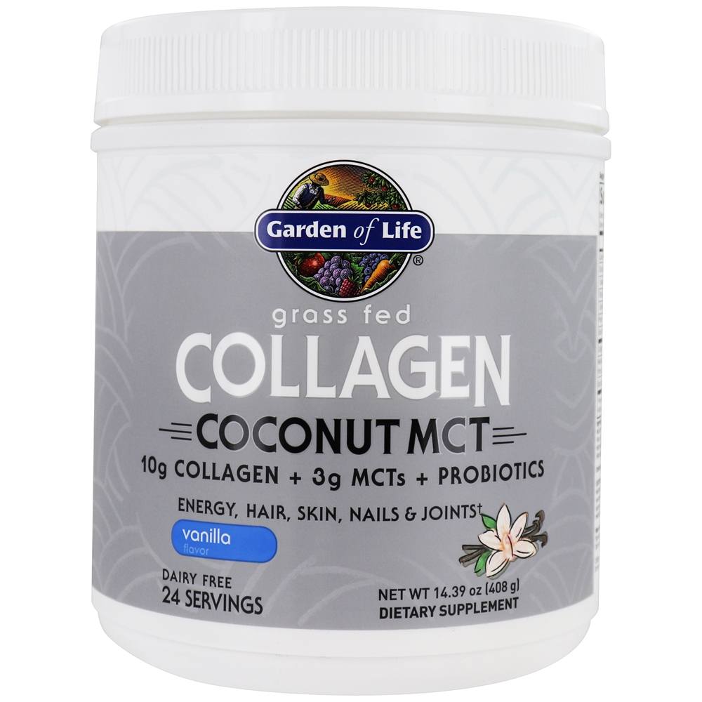 Garden of Life - Grass Fed Collagen Coconut MCT Powder 24 Servings Vanilla - 14.39 oz.