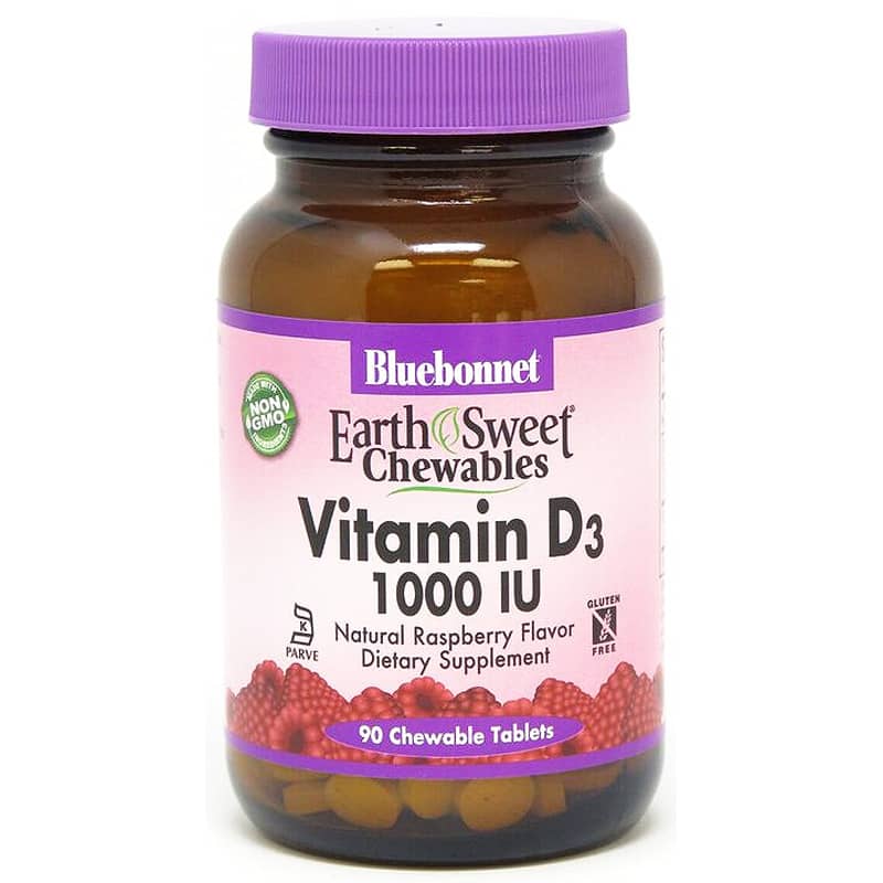 Bluebonnet Earth Sweet Chewable Vitamin D3 1000 IU 90 Chewable Tablets