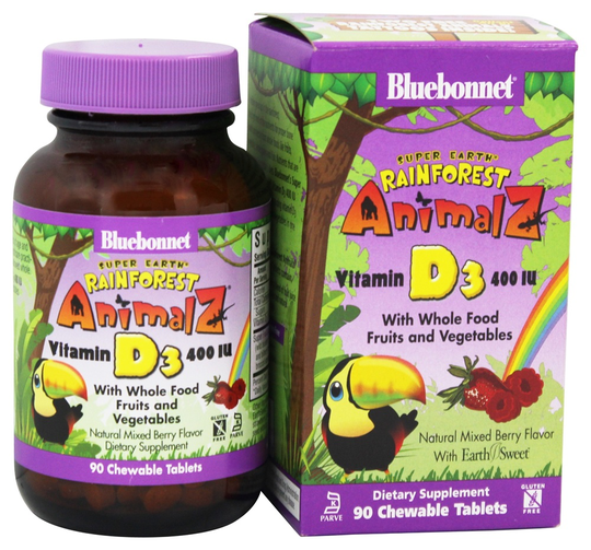 Bluebonnet Nutrition - Animalz Vitamin D3 Natural Mixed Berry Flavor 400 IU - 90 Chewable Tablets