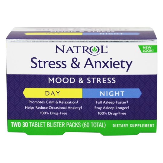 Natrol - Stress Anxiety Day & Night Formula 30-Day Supply - 60 Tablets