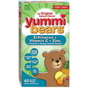 Echinaea, Vitamin C + Zinc Yummi Bears for Kids - Mixed Fruit (40 Gummies)