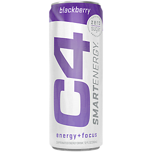 C4 Smart Energy Carbonated Drink Naturally Sweetened with Cognizin - Blackberry (4 Drinks, 12 Fl Oz. Each)