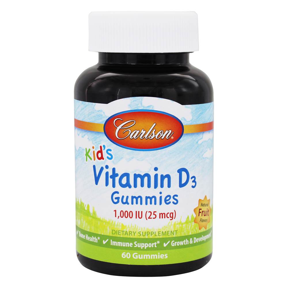 Carlson Labs - Kid's Vitamin D3 Gummies Fruit 1000 IU - 60 Gummies