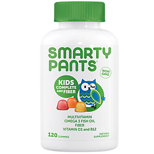 Kids Complete Gummy Multivitamin - Omega 3s, Fiber, Vitamin D3, Vitamin B12 - Strawberry Banana & Orange (120 Gummies)