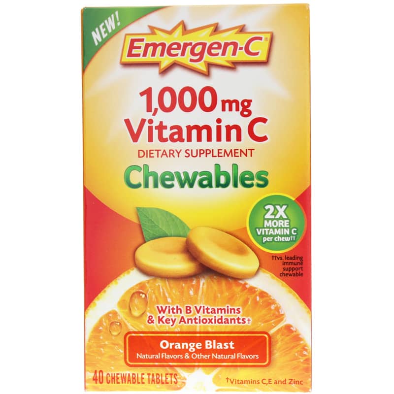 Alacer Corp Emergen-C 1000 Mg Vitamin C Orange 40 Chewable Tablets