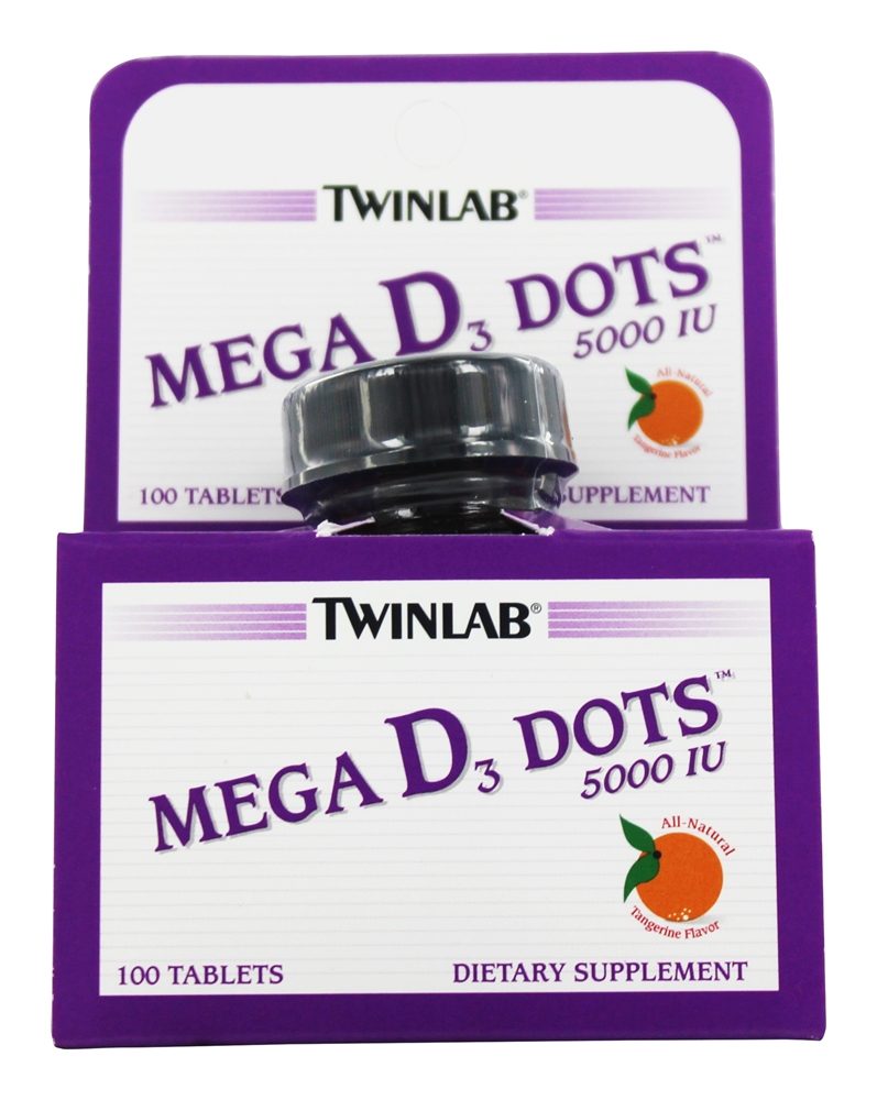 Twinlab - Mega D3 Dots Tangerine 5000 IU - 100 Tablets
