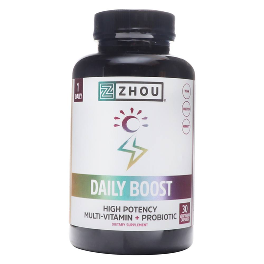 Zhou - Daily Boost High Potency Multi-Vitamin Probiotic - 30 Vegetarian Capsules