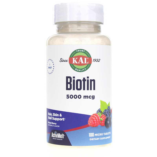 Kal Biotin 5000 Mcg ActivMelt Mixed Berry 100 Tablets