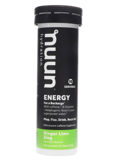 Nuun - Energy Effervescent Caffeine Supplement Ginger Lime Zing - 10 Tablets
