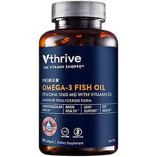 Premium Omega-3 Fish Oil with Vitamin D3 - 1,060 EPA/DHA (60 Softgels)