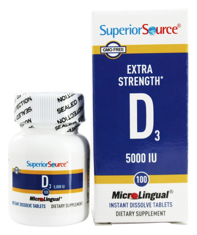 Superior Source - Vitamin D3 Extra Strength 5000 IU - 100 Quick Dissolve Tablets