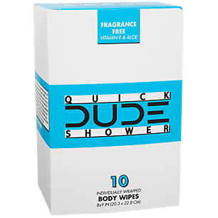 Quick Shower Wipes - Fragrance Free with Vitamin E & Aloe (10 Wipes)
