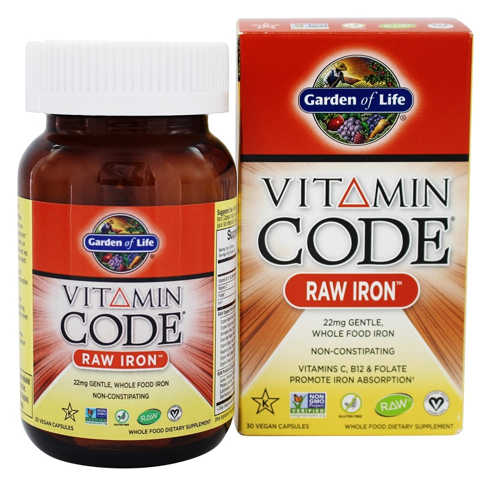 Garden of Life - Vitamin Code RAW Iron 22 mg. - 30 Vegetarian Capsules