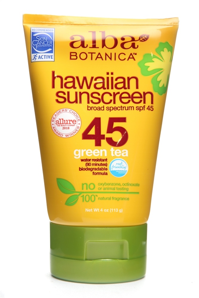 Alba Botanica - Hawaiian Sunscreen Green Tea 45 SPF - 4 oz.