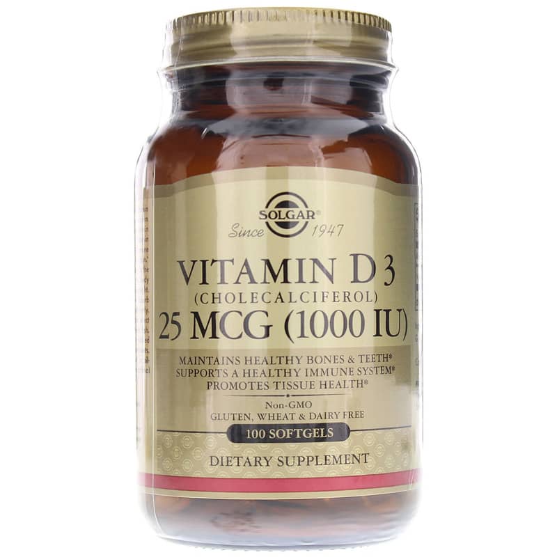 Solgar Vitamin D3 25 Mcg (1000 IU) 100 Softgels