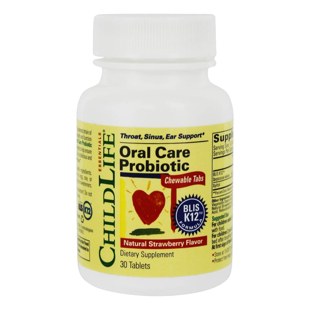 Child Life Essentials - Oral Care Probiotic Natural Strawberry Flavor - 30 Chewable Tablets
