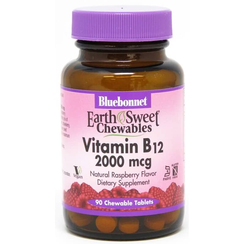 Bluebonnet Earth Sweet Chewable Vitamin B12 2000 Mcg 90 Chewable Tablets